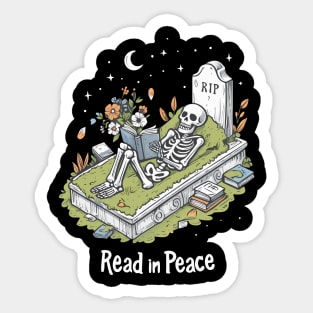 Read in Peace - Relaxed Skeleton Booklover - RIP Sticker